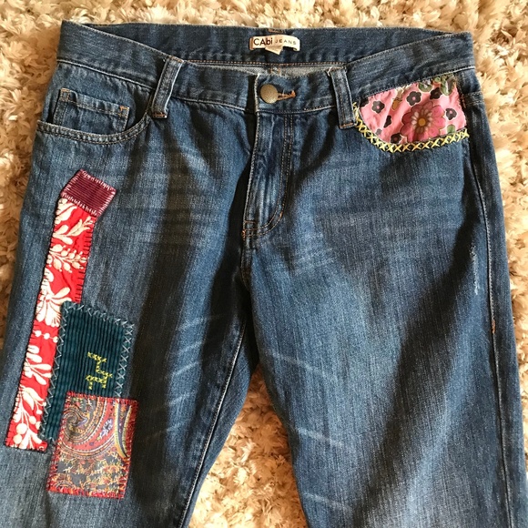 CAbi Denim - CAbi Patchwork Mid-Rise Boyfriend Jeans Size 6